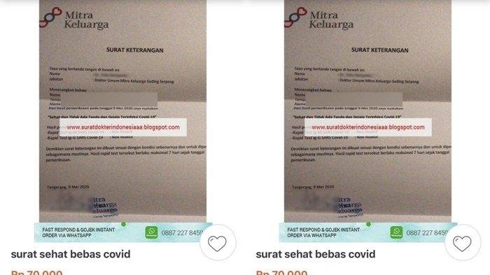 surat keterangan bebas covid-19